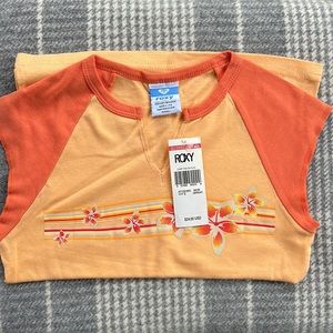NWT Roxy orange floral flowers sleeveless top ~ small